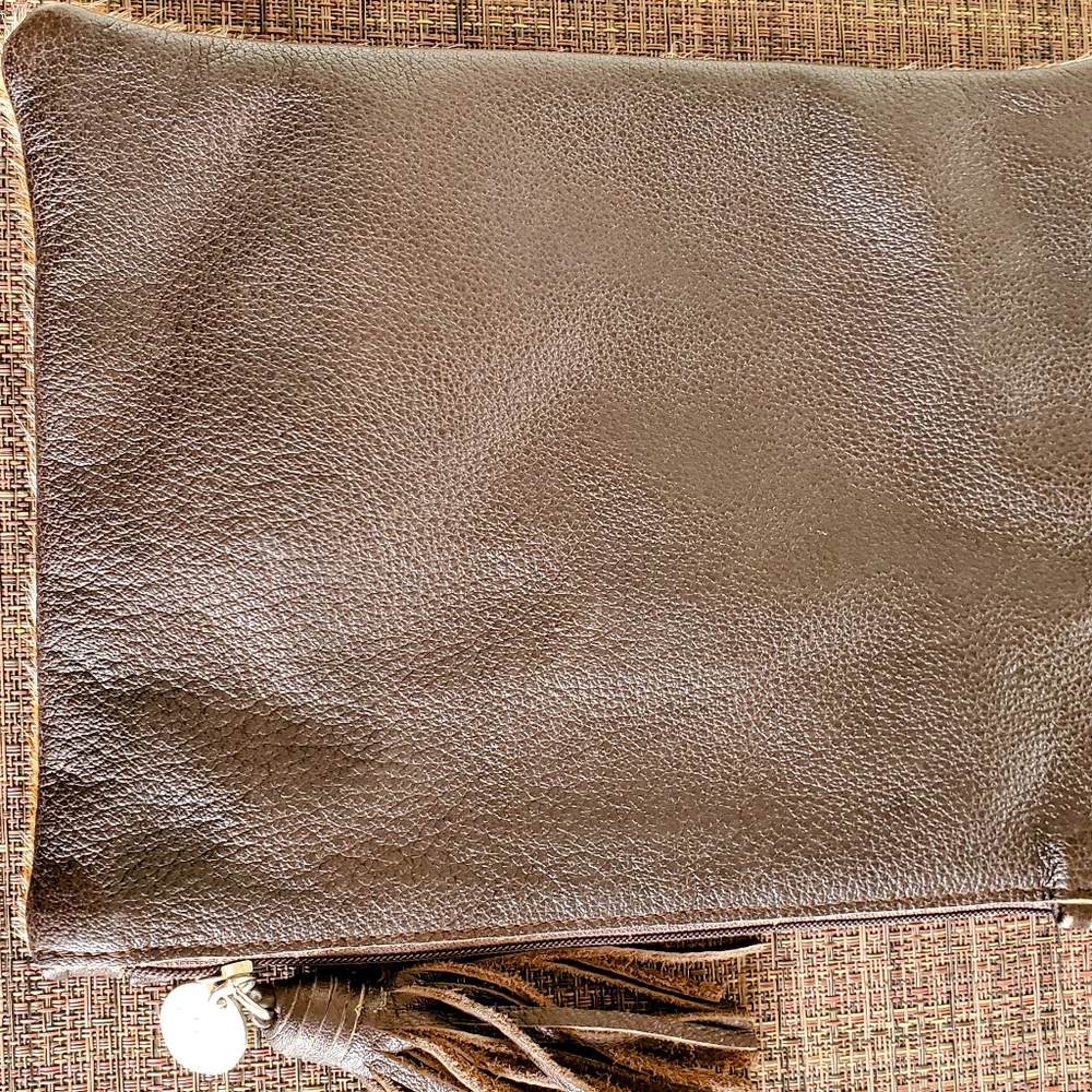 MOOI Australia leather/cowhair clutch in brown/white - Picture 2 of 2